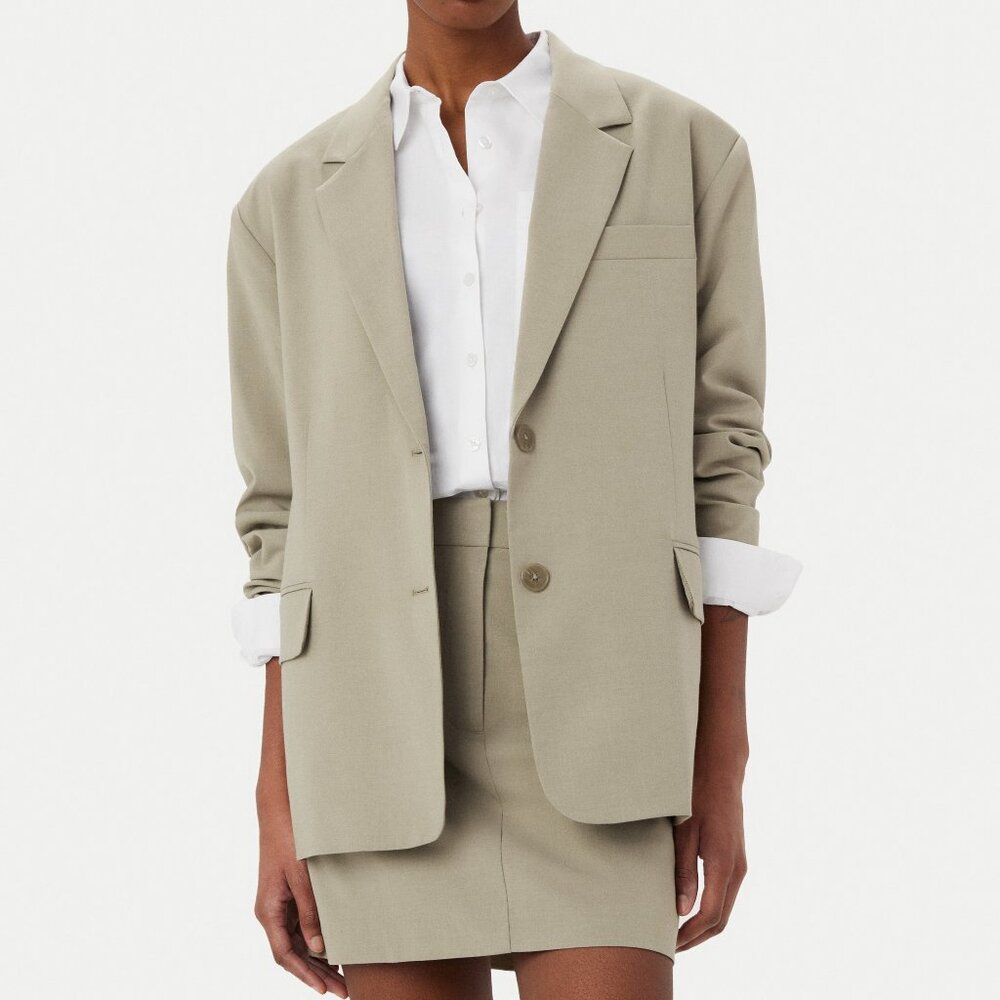 Frank And Oak The Boxy Single Breasted Blazer in Light Khaki Size XLXL